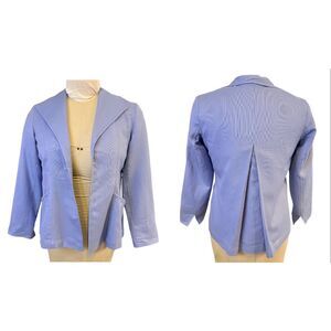 Tahari Silk Blend Open Front Jacket Blazer Small Light Purple Pleated Swing Back